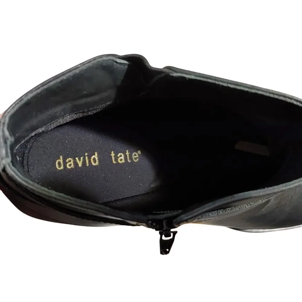 David Tate Centro Leather Waterproof Ankle Boots Side Buckle Black Womens 8.5WW
